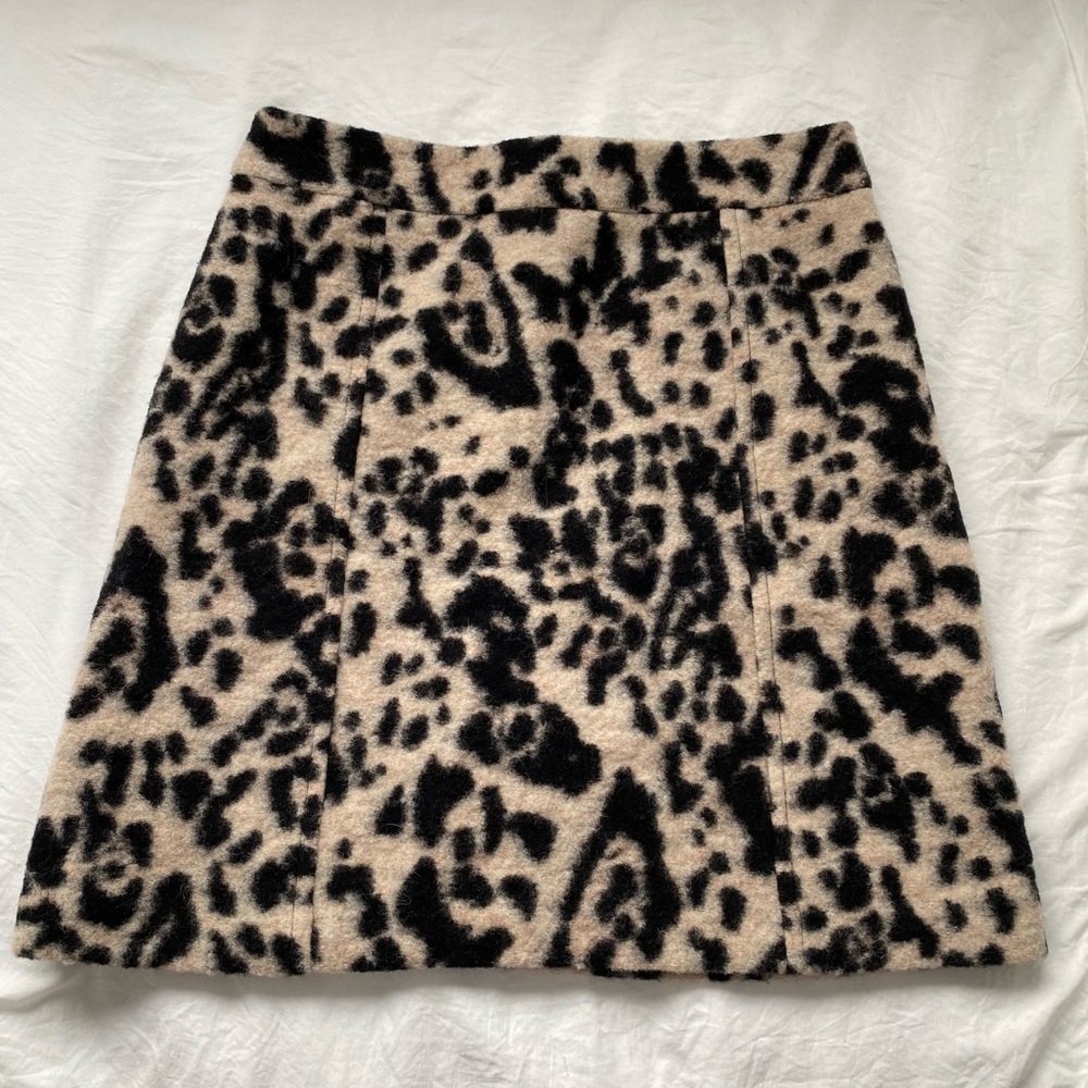 Wool Leopard Print Skirt